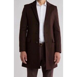 HUGO Men's Coat Wool Cashmere Dark Brown    Size 42R